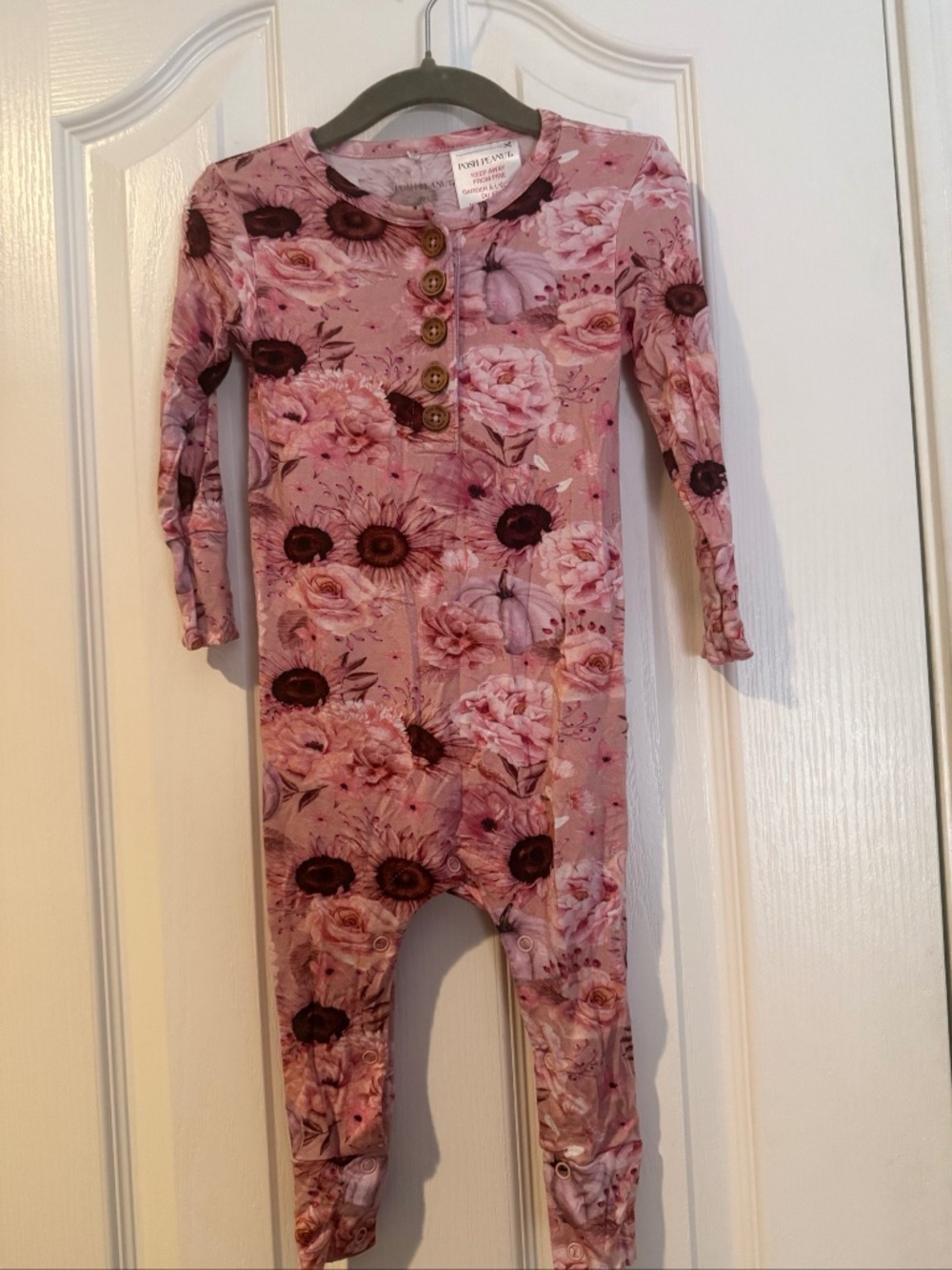 Posh Peanut Pink Floral Pumpkin Sunflower Baby Romper